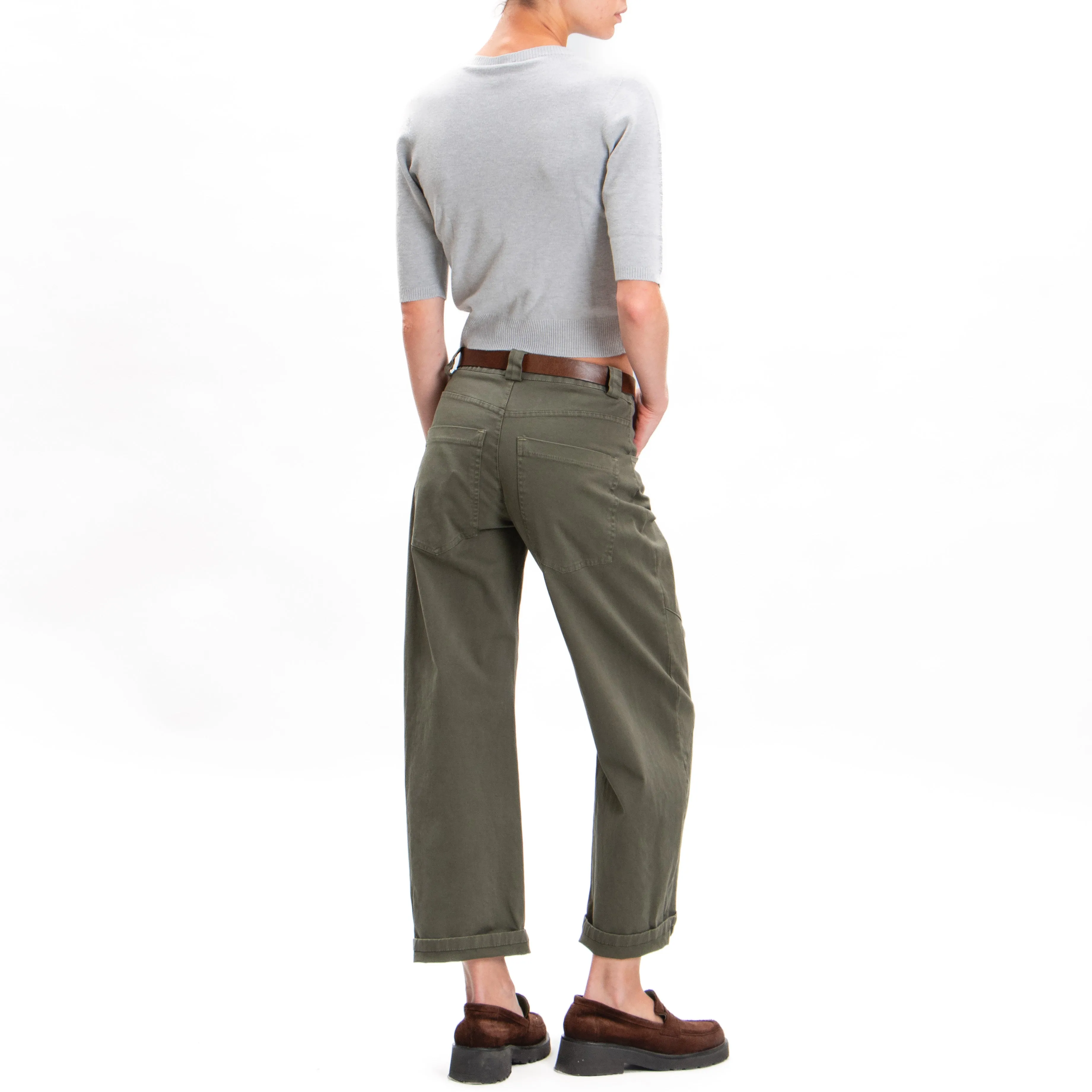 Tensione in-Pantalone carrot con cintura - militare