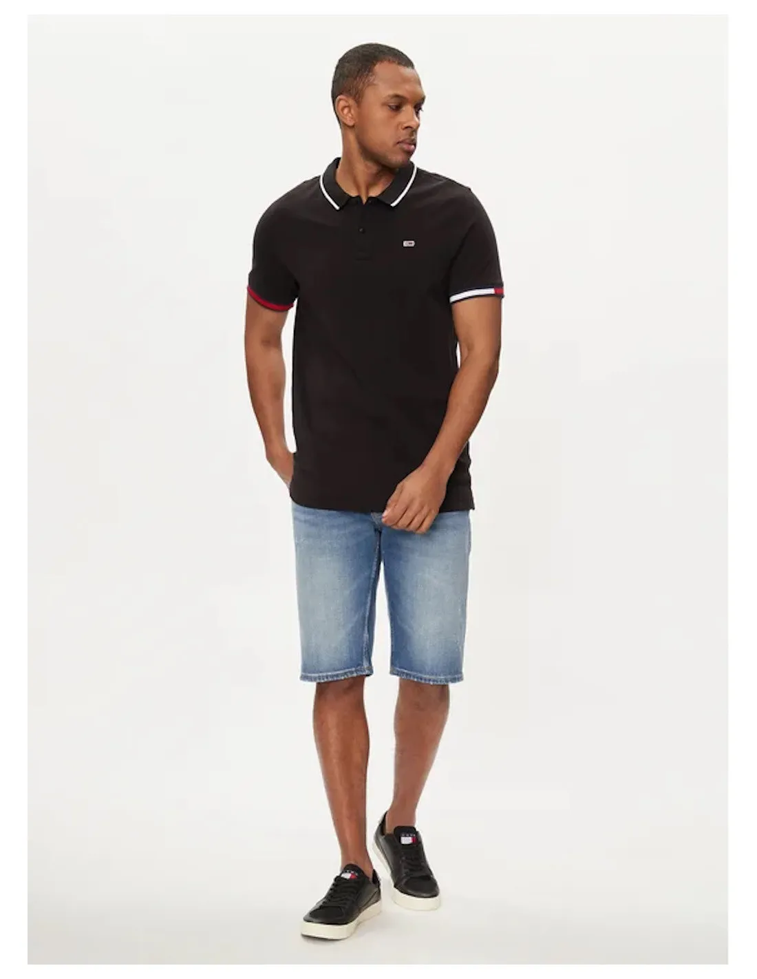 TOMMY JEANS POLO UOMO SLIM FLAG CUFFS