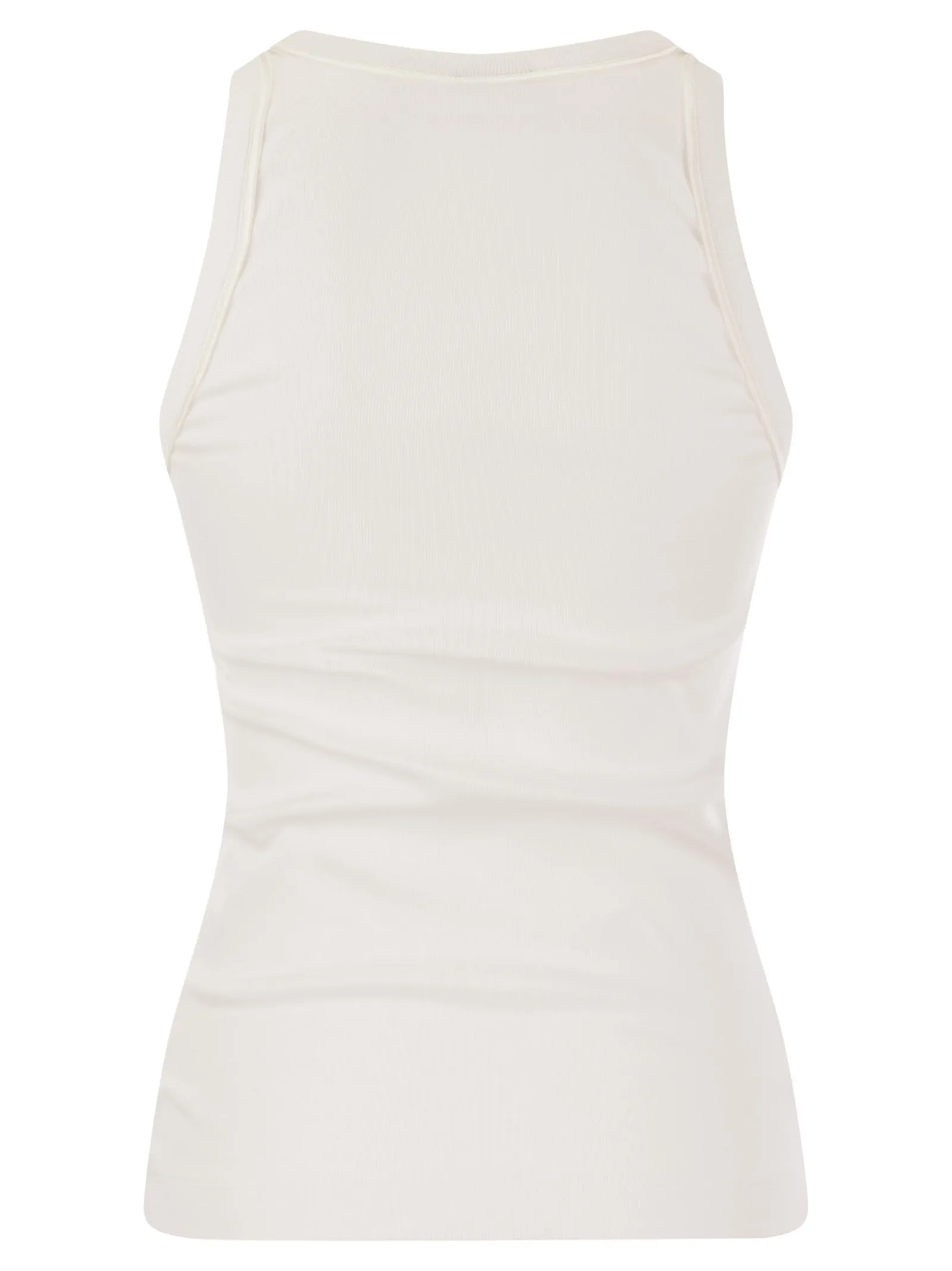 Top in jersey a costina di cotone stretch con Satin Trims