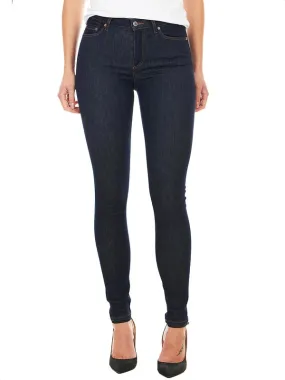 Women's jeans in blue stretch denim with button and zip