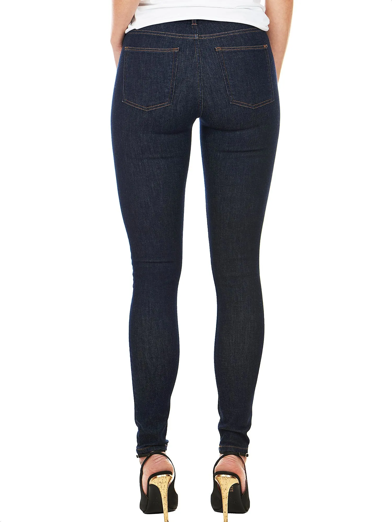 Women's jeans in blue stretch denim with button and zip